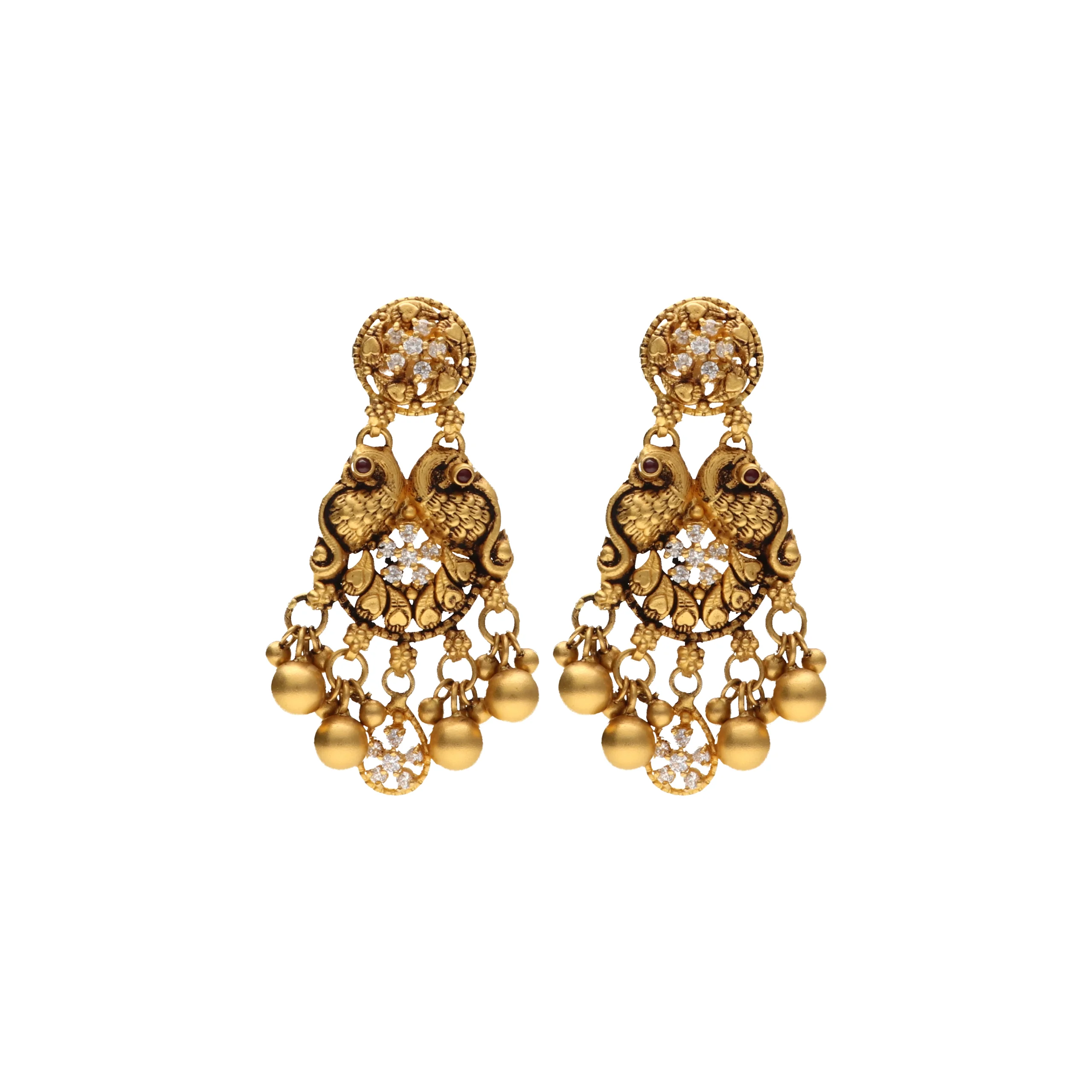 NNN0031055 22KT Gold Peacock Jhoomar Jhumkas For Womens - Image 1