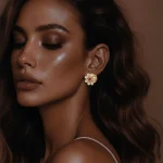 22KT Gold Rosy Petal Classic Studs For Women's - Image 2