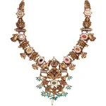22KT Multicolor Stone Lakshmi Temple Necklace For Women's