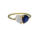 22KT Dual Pear-Cut Stone Open Ring For Women's