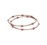 18KT Rose Gold Pink Stone Hoop Bangle For Women's - Image 2