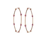 18KT Rose Gold Pink Stone Hoop Bangle For Women's