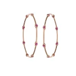 18KT Rose Gold Pink Stone Hoop Bangle For Women's