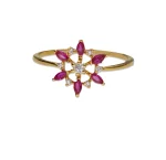 22KT Radiant Ruby Flower Ring For Women's