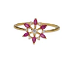 22KT Radiant Ruby Flower Ring For Women's