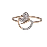 18KT Rose Gold Diamond Swirl Heart Ring For Women's