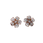 18KT Heritage Floral Diamond Studs For Women's