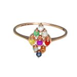 18KT Navratna Cluster Diamond Ring in Rose Gold For Women's