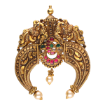 22KT Peacock Navratna Temple Pendant For Women's