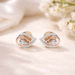 18KT Rose Gold Infinity Sparkle Studs For Women's - Image 2