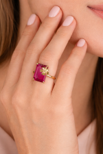 22KT Ruby Petal Luxe Ring For Women's - Image 2