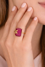 22KT Scarlet Bloom Cocktail Ring For Women's - Image 2