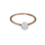 18KT Oval Diamond Cluster Ring in Rose Gold For Women's