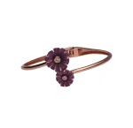 Silver Plum Petal Floral Open Cuff For Women's