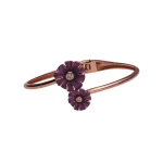 Silver Plum Petal Floral Open Cuff For Women's