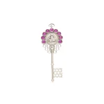Antique Silver Lakshmi Key with Pink Kemp Stones