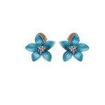 Silver Dual Flower Enamel Cuff Stud For Women's