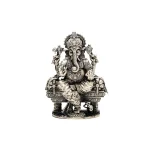 Antique Finish Silver Ganesh Idol