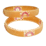 22KT Pink Fan Motif Gold Bangles For Women's