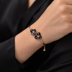 Silver Black Orchid Pearl Floral Bangle For Women's - Image 2