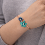 Silver Petal Promise Rose Gold Bangle For Women's - Image 3