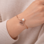 Silver Pearl Rose Bloom Bangle For Women's - Image 3